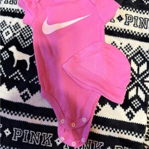 Nike Pink Infant Bodysuit and Cap